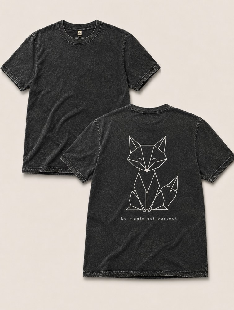 T-shirt Noir Délavé — Grand Renard blanc