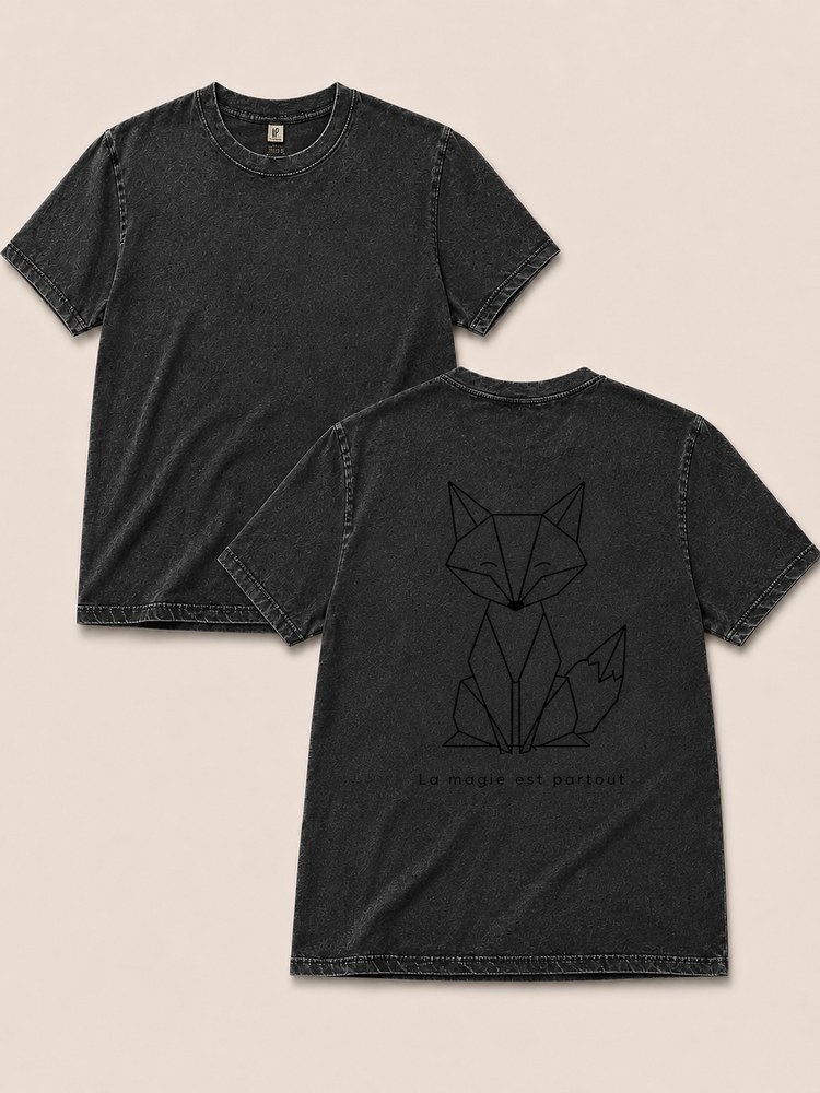 T-shirt Noir Délavé — Grand Renard noir