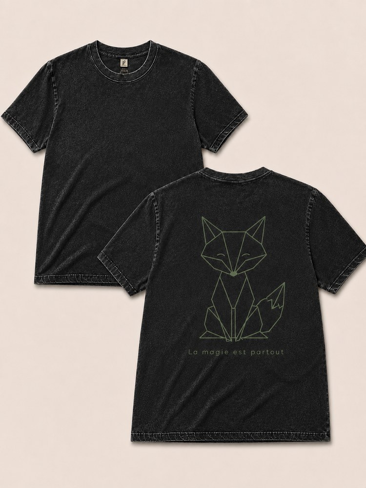 T-shirt Noir Délavé — Grand Renard vert